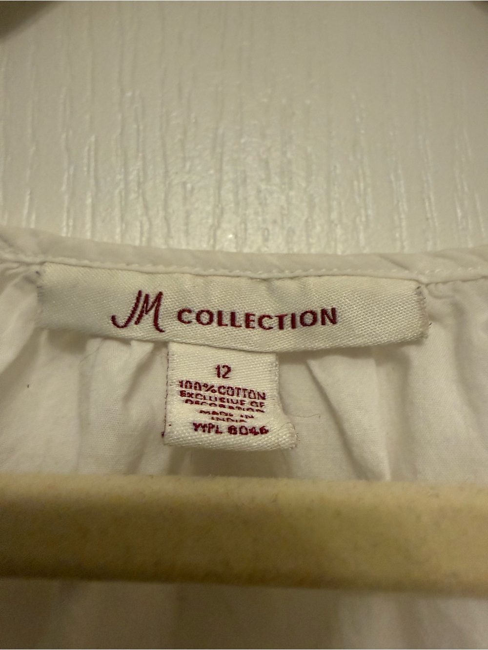 Embroidered White Peasant Blouse with Blue & Green Floral Accents Size 12 - Picture 3 of 4